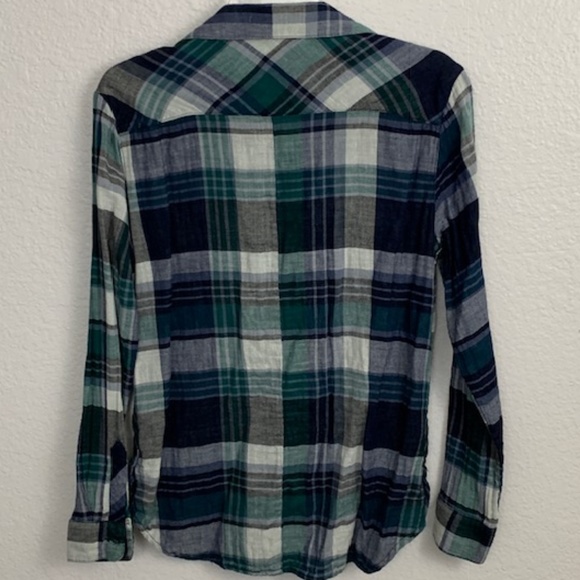 BeachLunchLounge Green/Blue Plaid Flannel - S - Picture 2 of 5
